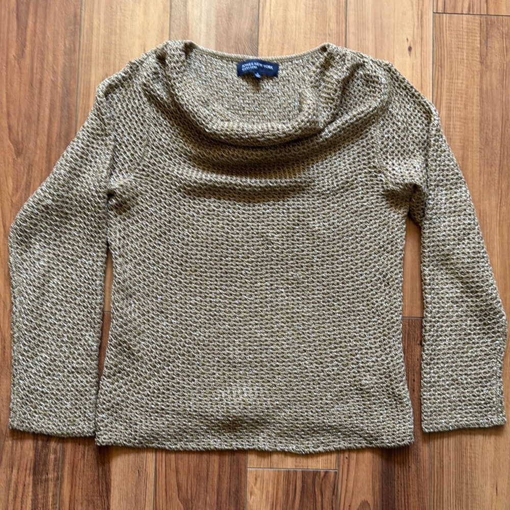 Jones New York Tan Cowl Neck Sweater with Textured Knit